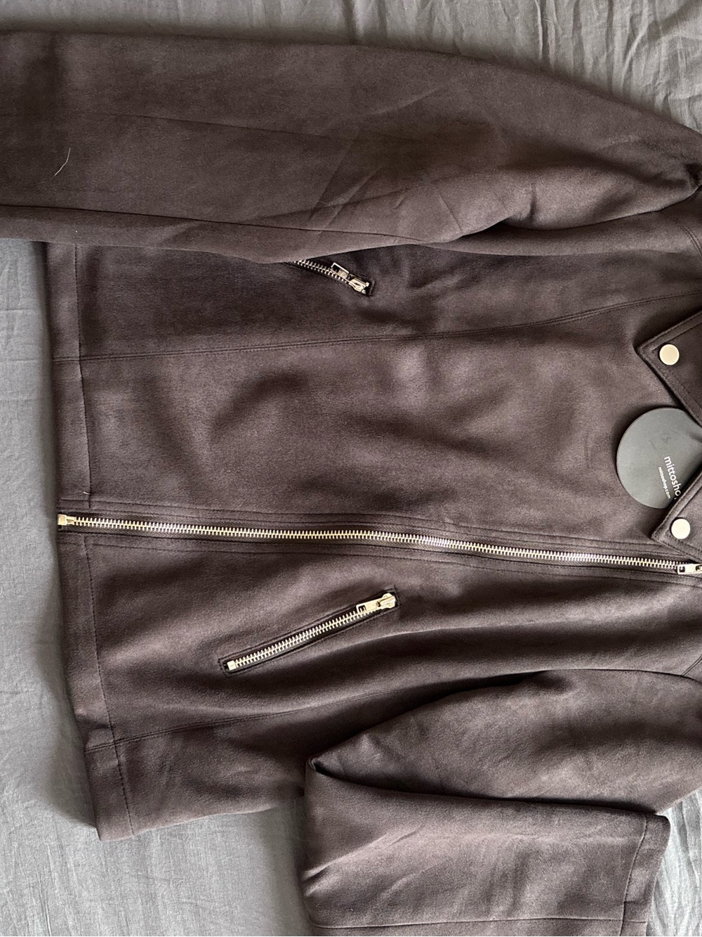 MittoShop NWT Women's Dark Gray Suede Moto NEW Jacket Size XL - Picture 6 of 10